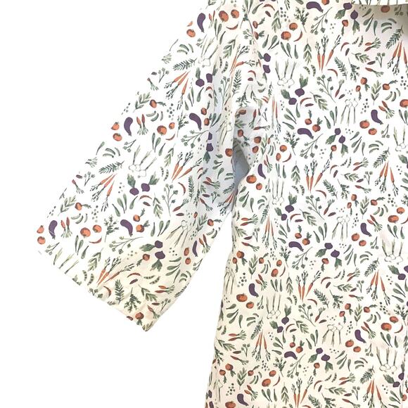 Land's End Button Up Shirt 10 White Womens 3/4 Sleeves Supima Cotton Novelty - Picture 6 of 9